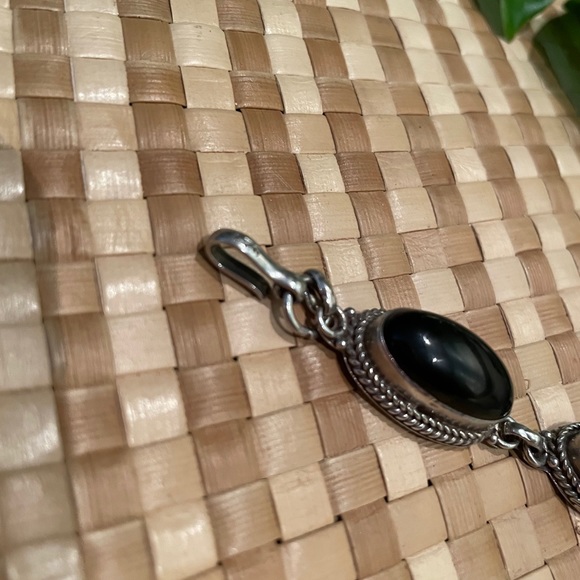 Onyx Cabachon Sterling Silver Link Bracelet - Picture 2 of 4